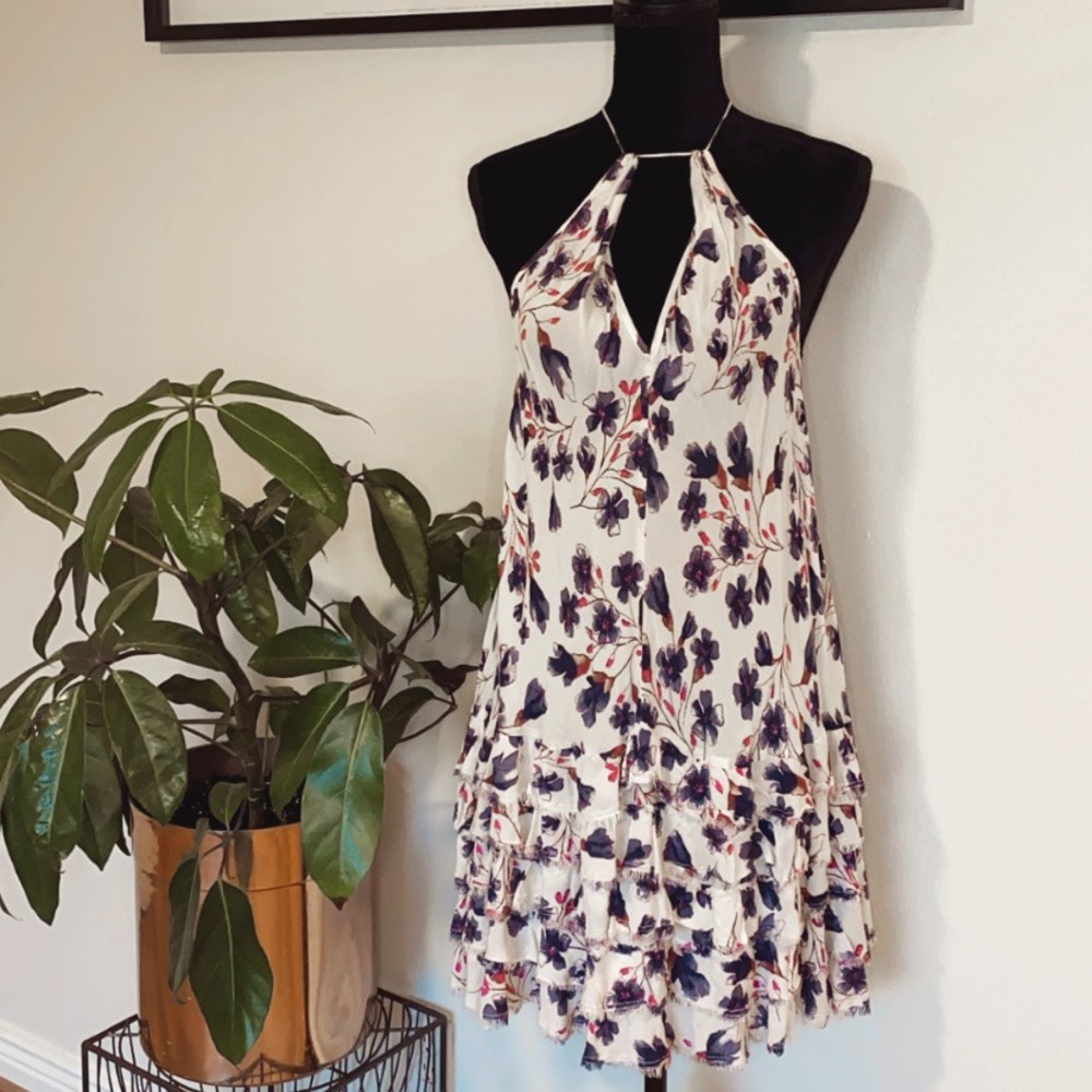 Free people purple floral cream dress 👗